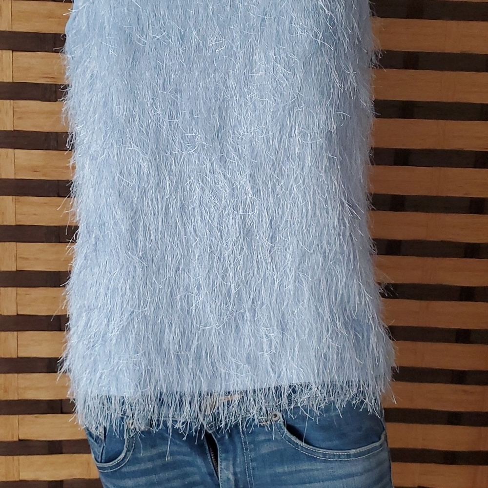 Vince Camuto Ice blue furry tank top